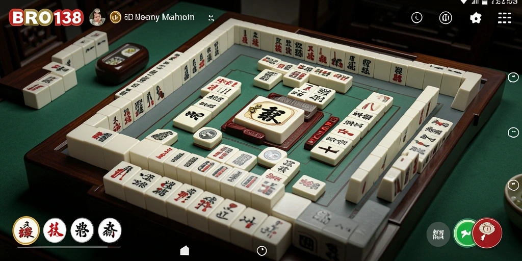 Screenshot gameplay BRO138 yang menampilkan suasana Mahjong yang seru.