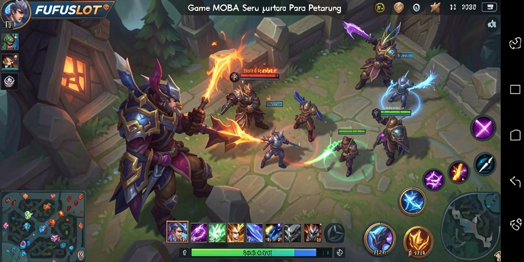 Screenshot gameplay seru dalam pertarungan MOBA di FUFUSLOT.