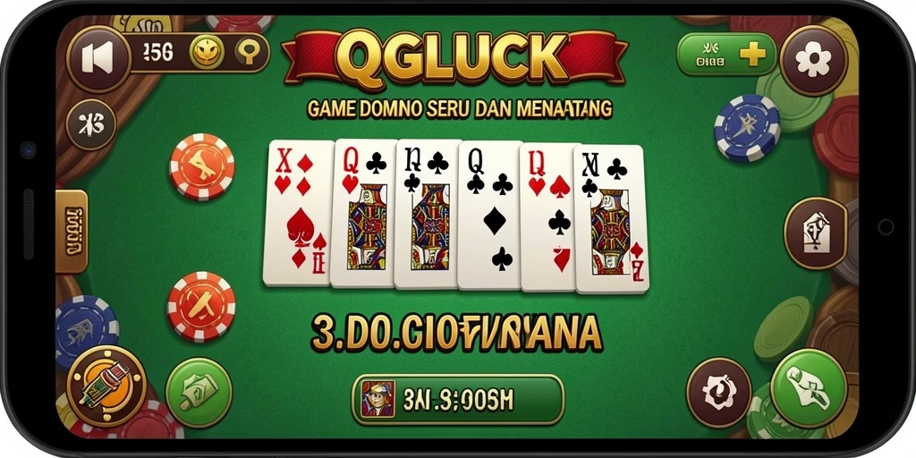 Screenshot QGLUCK menampilkan aksi seru permainan Domino.